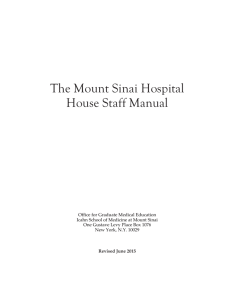 House Staff Manual - Icahn School of Medicine at Mount Sinai