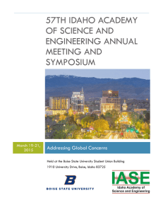 Friday, March 20, 2015 - Idaho Academy of Science and Engineering