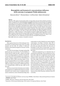 Hemoglobin and hematocrit concentrations influence birth