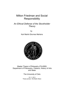Milton Friedman and Social Responsibility