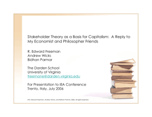 Stakeholder Theory as a Basis for Capitalism