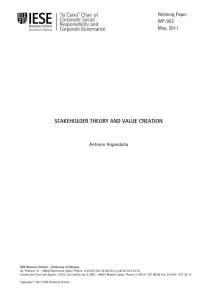 stakeholder theory and value creation