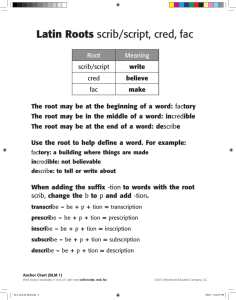 Latin Roots scrib/script, cred, fac