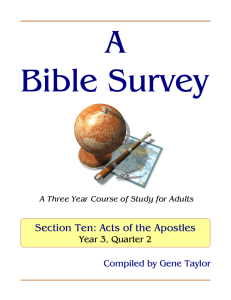 Bible Survey Section Ten: Acts of the Apostles