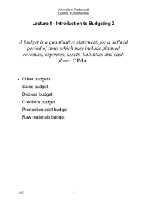 Creditor budget