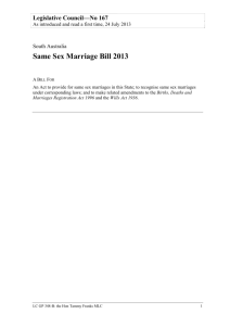 Same Sex Marriage Bill 2013 - South Australian Legislation