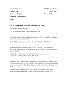 MLA Worksheet: Practice Works Cited Page