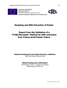 Sampling and DNA Extraction of Potato Report from the Validation of