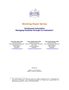 Working Paper Series - Continuous Innovation Network