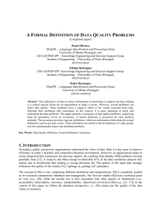 A FORMAL DEFINITION OF DATA QUALITY PROBLEMS