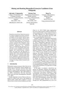 Mining and Ranking Biomedical Synonym Candidates from Wikipedia