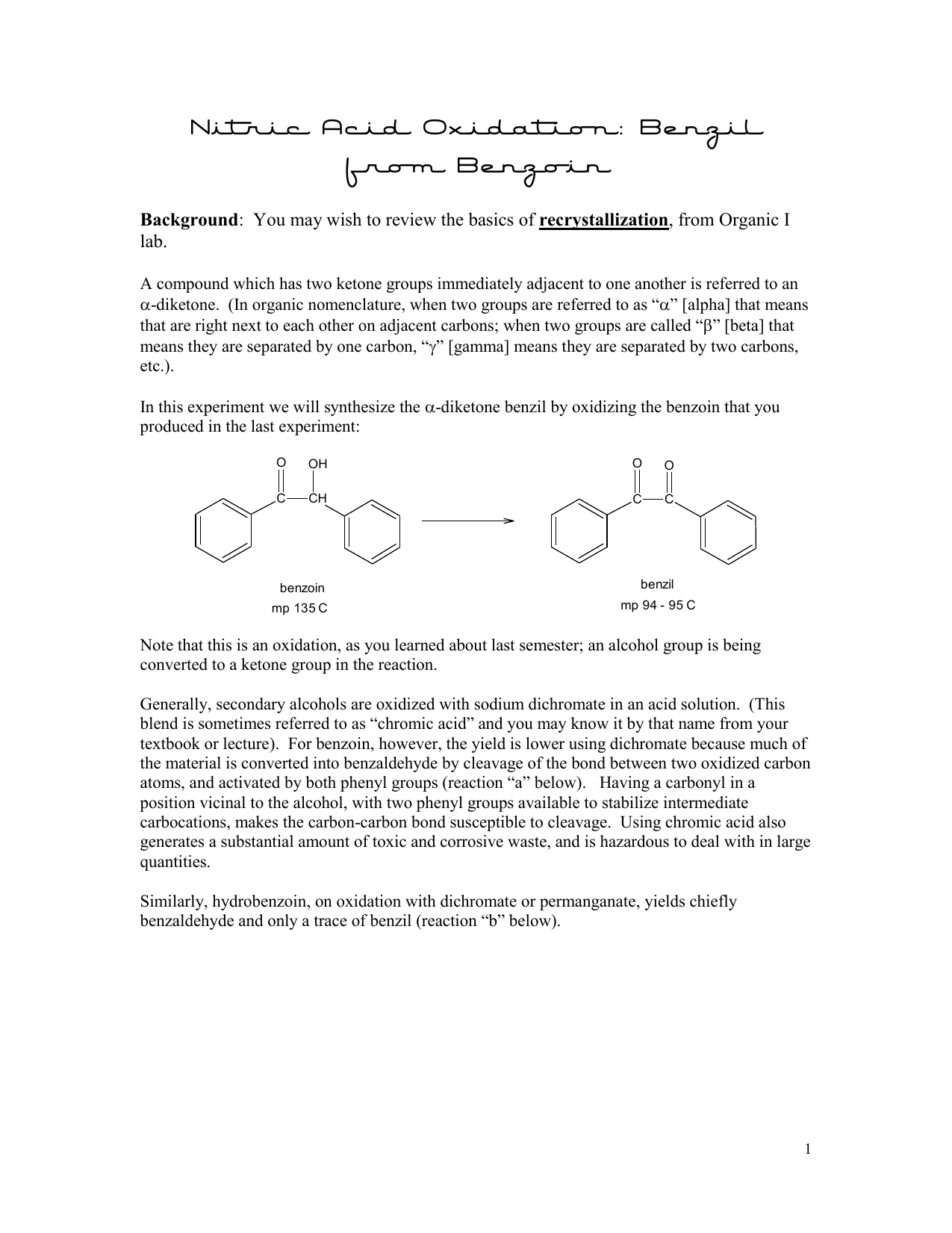 preparation of benzoin from benzaldehyde lab report