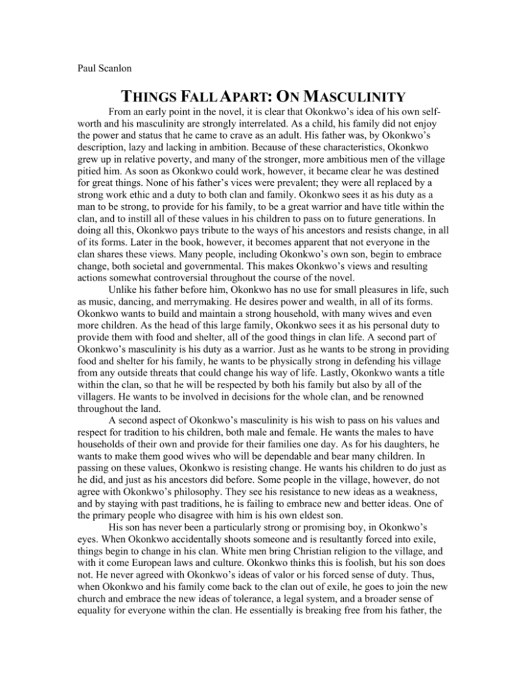 things fall apart toxic masculinity essay