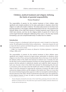 Children, medical treatment and religion: defining the limits