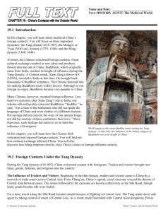 19.1 Introduction 19.2 Foreign Contacts Under the Tang Dynasty