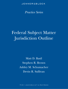 Federal Subject Matter Jurisdiction Outline