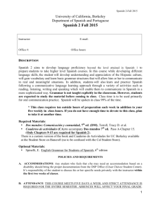 Spanish 2 Syllabus – Fall 2015 - Department of Spanish and