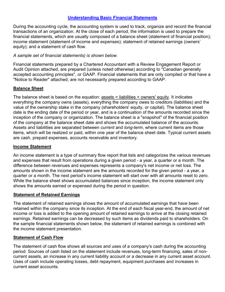 Sample Financial Statements