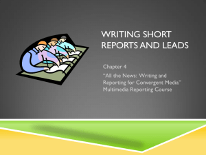Chapter 4, Writing Short News Reports and Leads