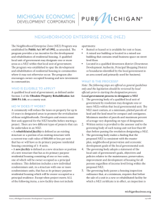Neighborhood Enterprise Zone fact sheet
