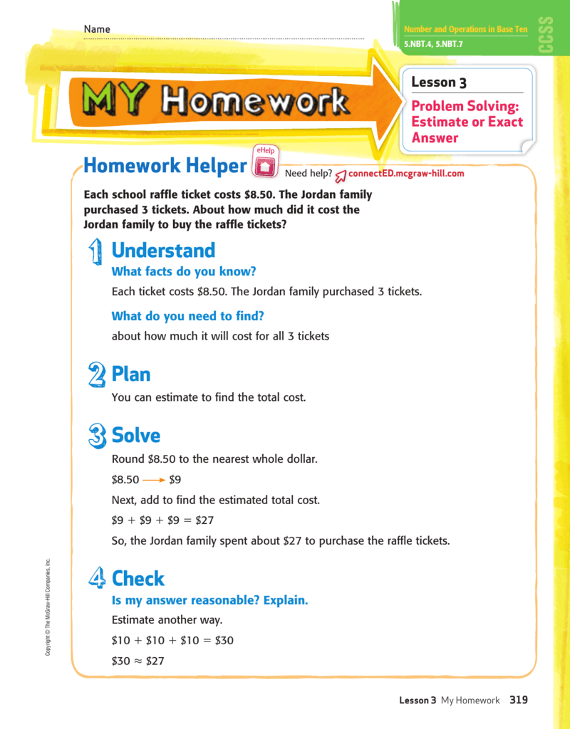 mcgraw hill lesson 8 problem solving reasonable answers