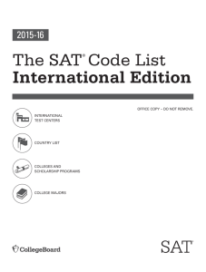 The SAT Code List - The College Board
