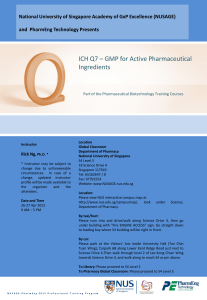 ICH Q7 – GMP for Active Pharmaceutical Ingredients