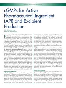 cGMPs for Active Pharmaceutical Ingredient (API