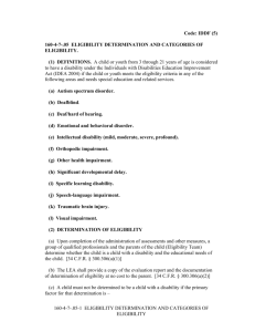 Eligibility Determination and Categories of Eligibility