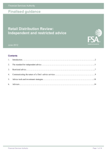 Retail Distribution Review: Independent and restricted advice FG12/15