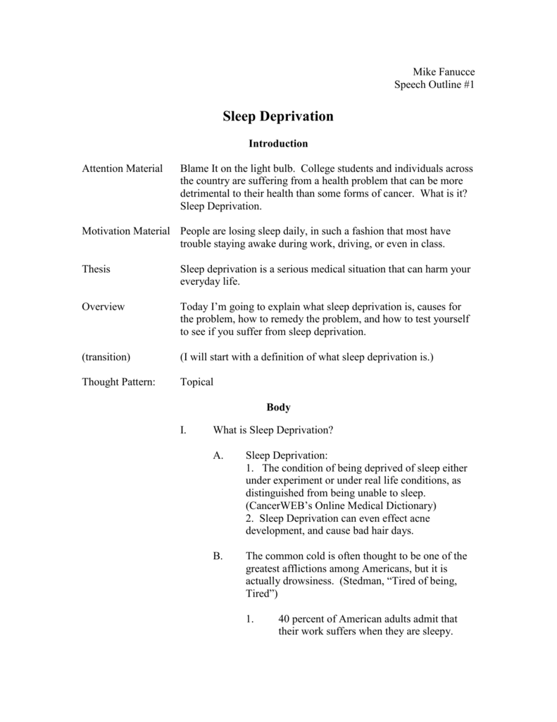 Purchase speech outline