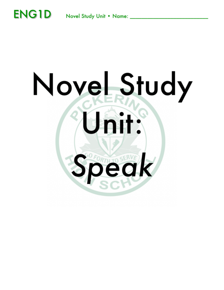 novel speak unit plan