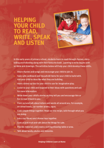 HeLpIng your CHILd to read, wrIte, speak and LIsten