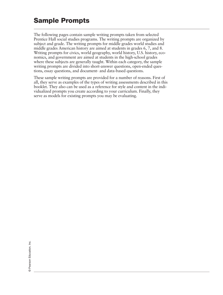 Sample writing prompts for elementary students picture