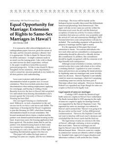 Equal Opportunity for Marriage: Extension of Rights to Same