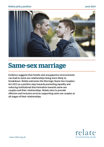 Same-sex marriage - Relate policy position