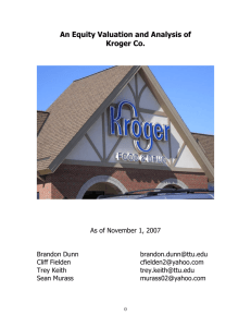 An Equity Valuation and Analysis of Kroger Co.