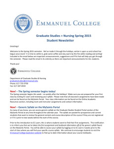 Graduate Studies + Nursing Spring 2015 Student Newsletter
