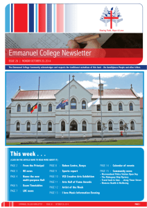 Emmanuel College Newsletter Issue 28, 2014, Oct 20