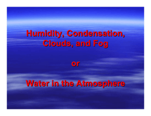 Humidity, Condensation, Clouds, and Fog or Water in the