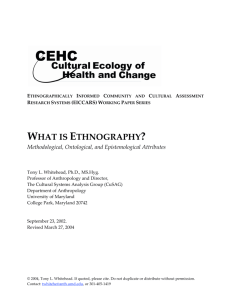 what is ethnography? - The Cultural Systems Analysis Group