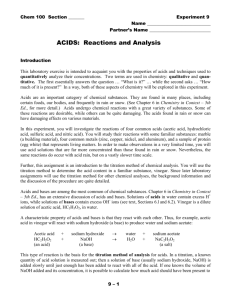 ACIDS: Reactions and Analysis