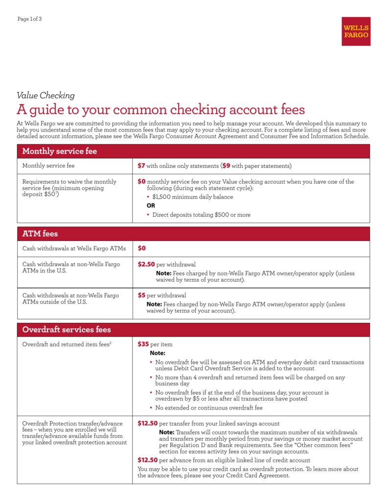 Wells Fargo Account Maintenance Fee