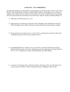 GASES OPT – OUT WORKSHEET The following problems are