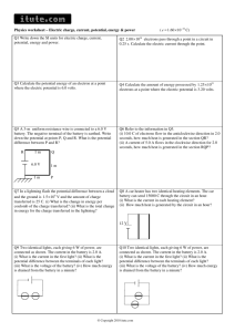 Physics worksheet – Electric charge, current, potential