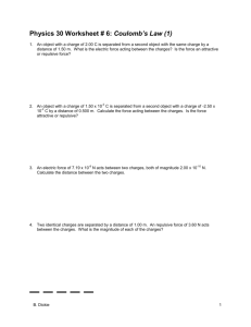 Physics 30 Worksheet # 6: Coulomb's Law - visual