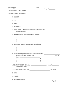 Interior Design Name Housing Unit Assign. # ______ COLOR