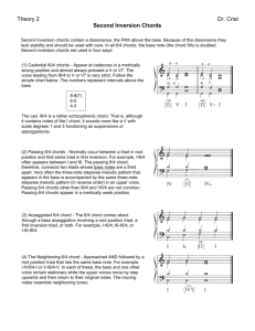 Theory 2 Dr. Crist Second Inversion Chords