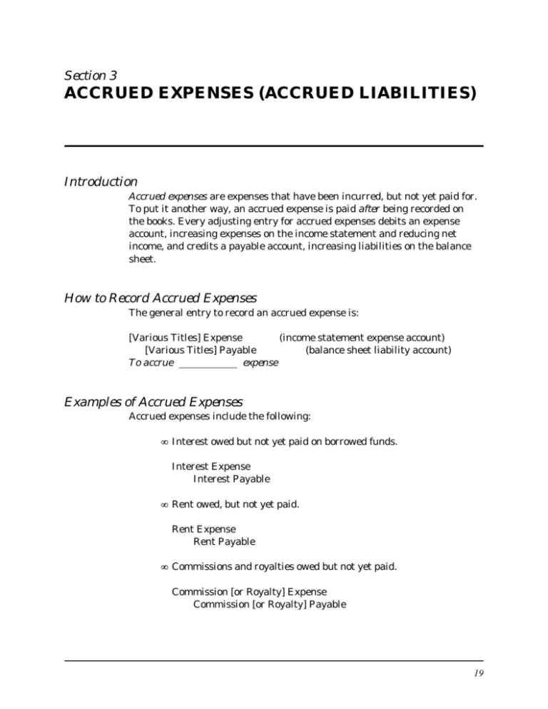 ACCRUED EXPENSES ACCRUED LIABILITIES 