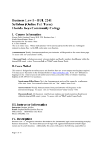 Business Law I – BUL 2241 Syllabus (Online Fall Term) Florida